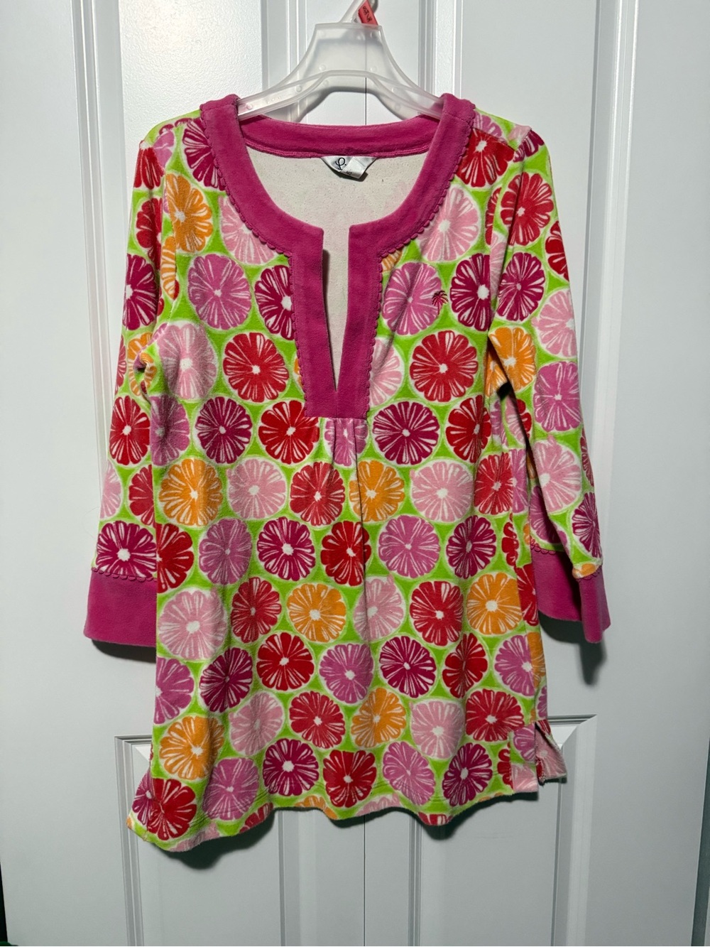 Lilly Pulitzer Vintage Pink Floral Velour Swim - Large
